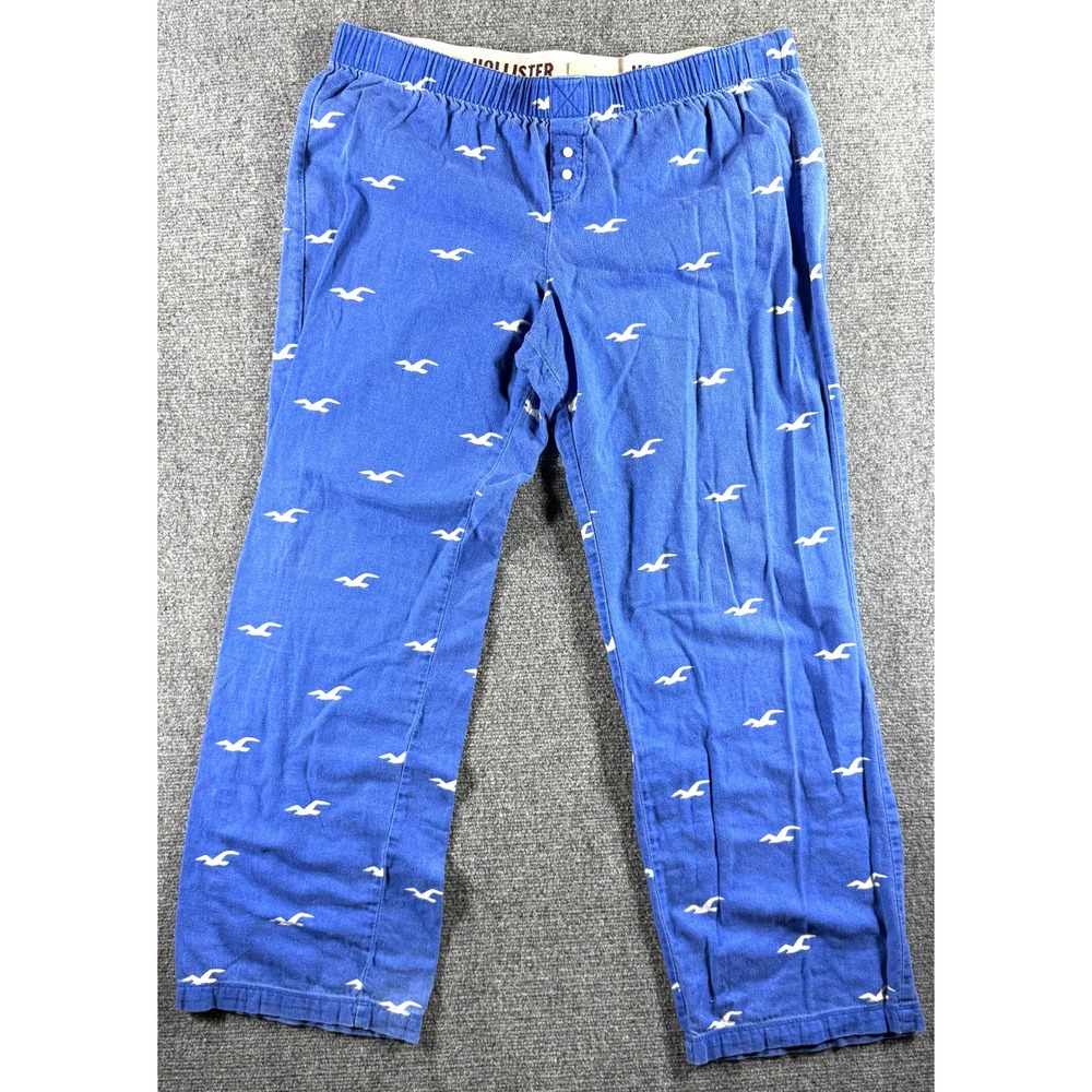 Hollister Blue Seagull Logo Pajama Pants Sleep Bottoms Womens‎ Large L